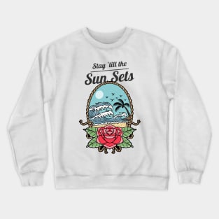 Tropical Paradise Surfer Waves Crewneck Sweatshirt